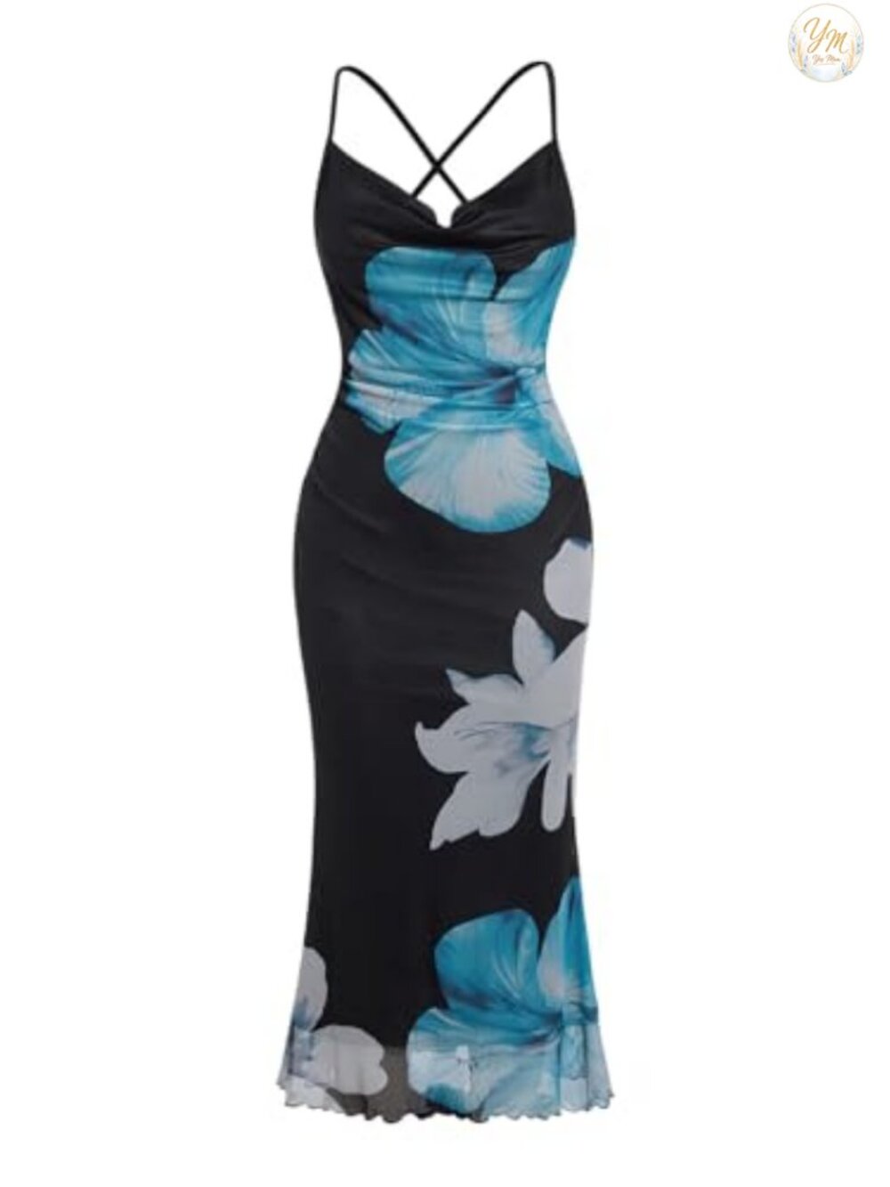Fitted Floral Mesh Cami Maxi Dress, Sleeveless Cocktail & Party